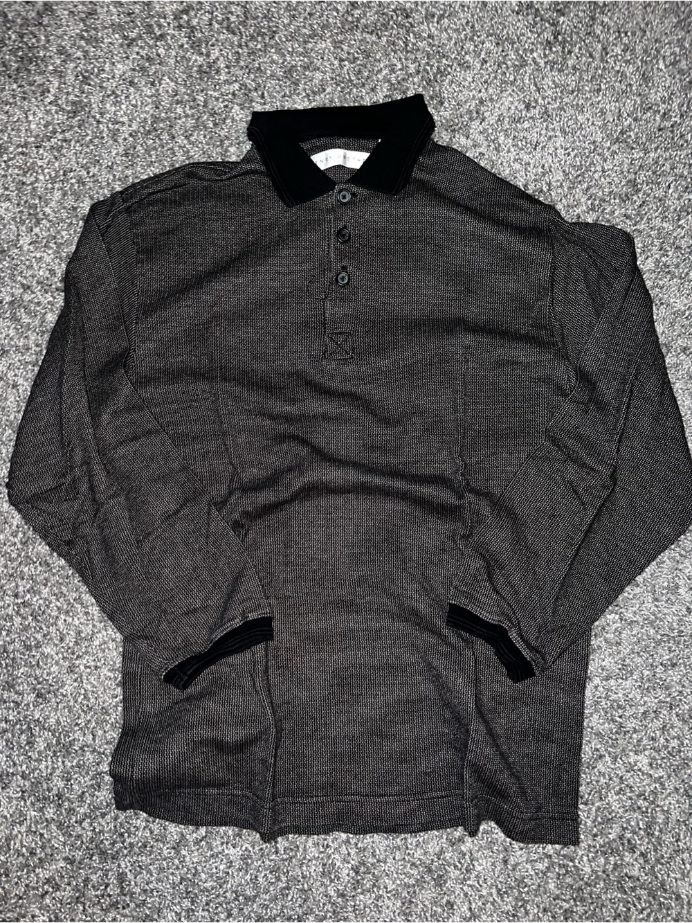 Men's Long Sleeve Polo in Charcoal Black